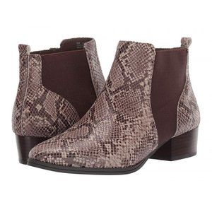 Aerosoles Criss Cross Leather Booties Taupe Snake